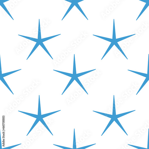 Digital png illustration of blue thin stars repeated on transparent background