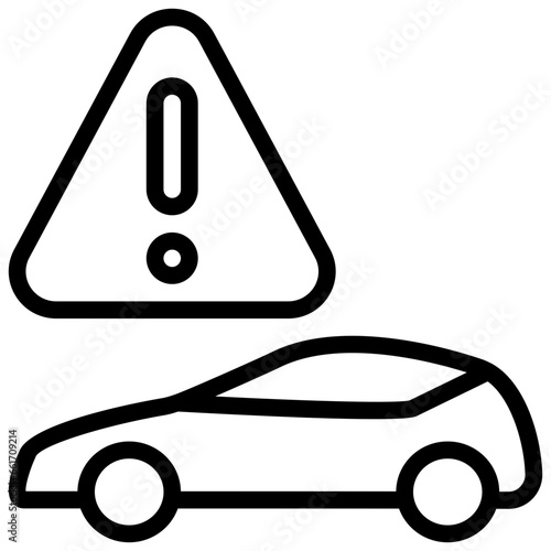 car sign warning exclamation beware service simple line