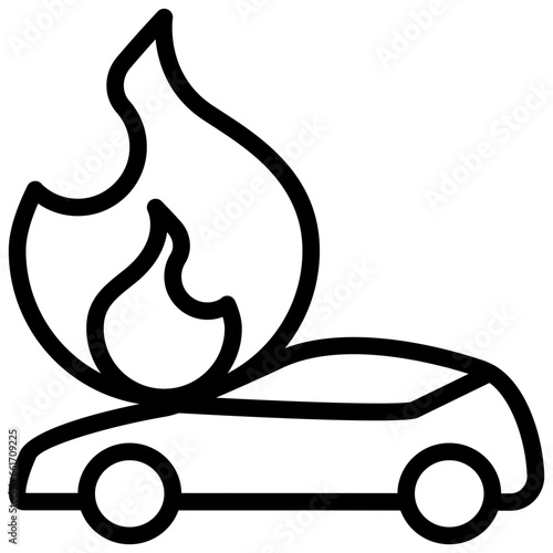 insurance car fire accidence simple line photo