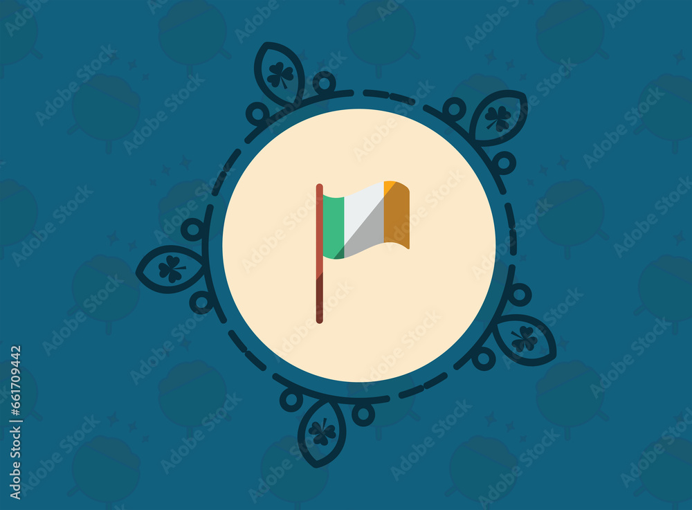 Fototapeta premium Digital png illustration of blue card with circle and ireland flag on transparent background