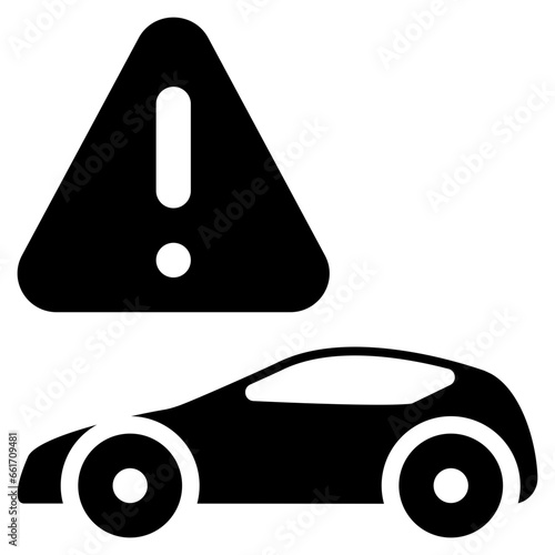 car sign warning exclamation beware service solid glyph