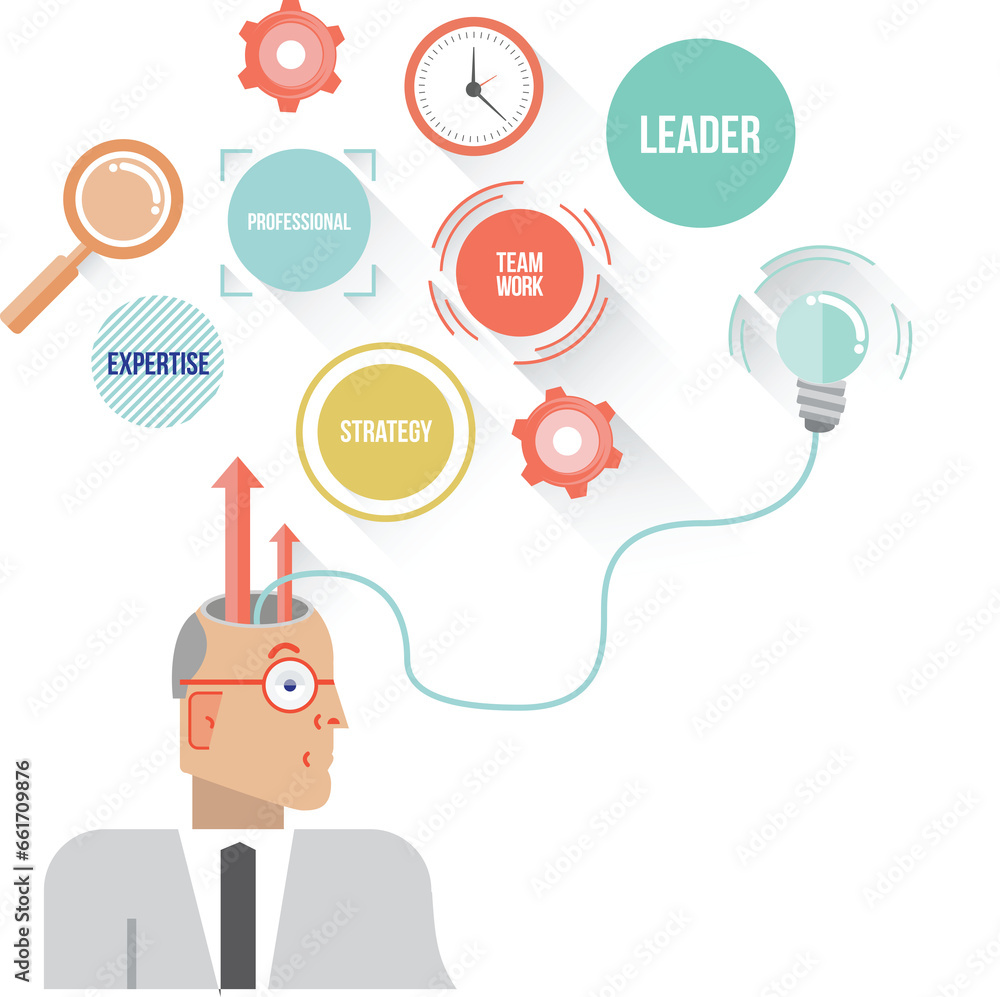 Digital png illustration of businessman with business icons and texts on transparent background Digital png illustration of businessman with business icons and texts on transparent background