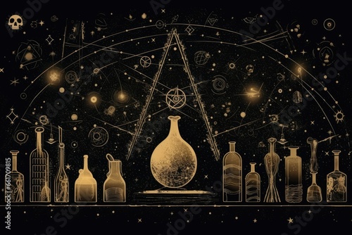 Abstract background with elements of alchemy and occultism  photo