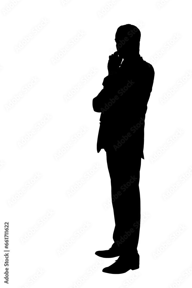 Digital png illustration of silhouette of businessman standing on transparent background