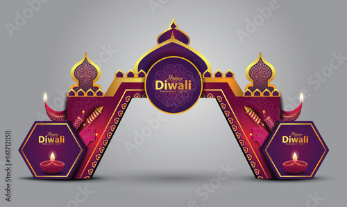 happy Diwali offer entrance arch design front view. use fore printable file. abstract vector illustration