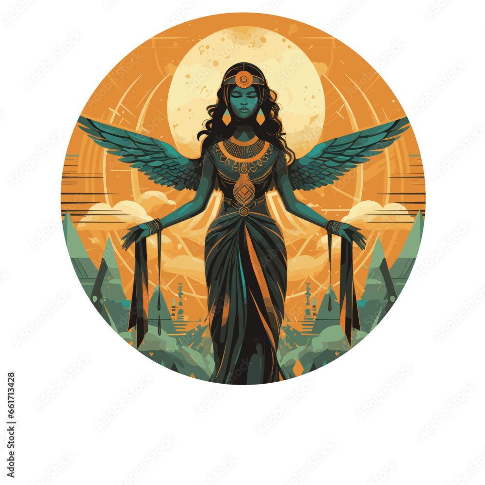 Isis ägyptische Göttin der Wiedergeburt Vektor - obrazy, fototapety, plakaty 