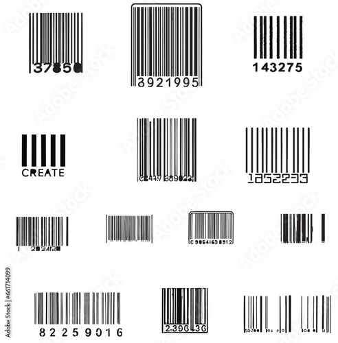 collection of distressed vector barcodes