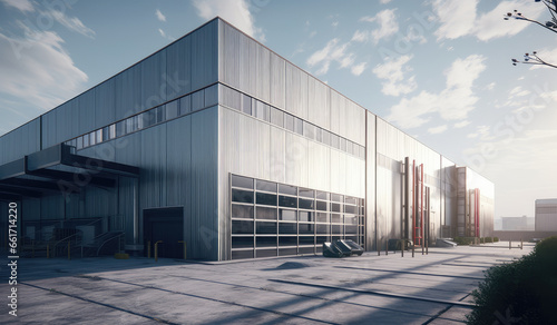 3D modern factory building design photo