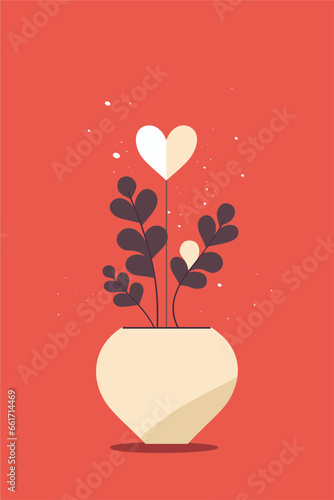 love greeting card illustration with heart and couples