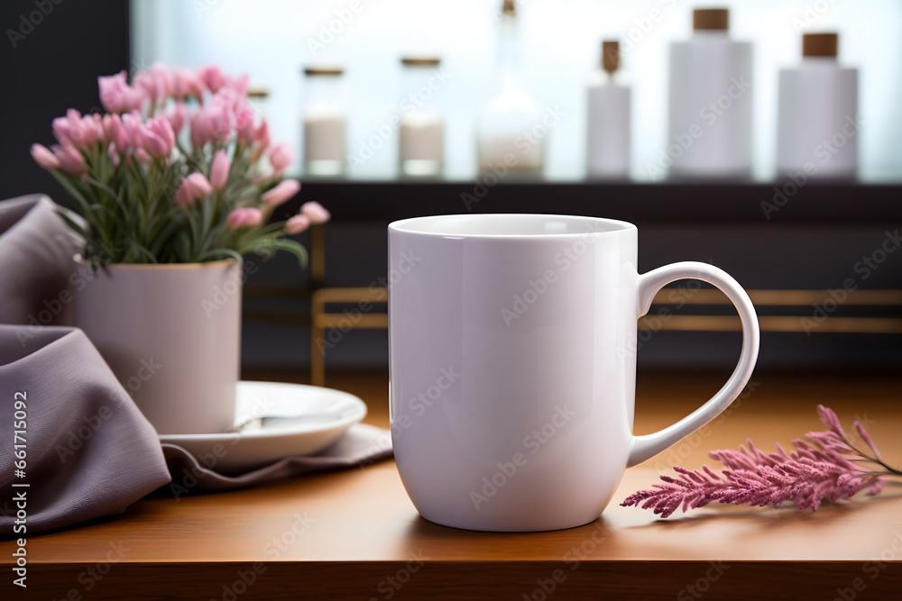 cup of coffee and flowers, mug mock up cup of coffee and flowers, mug mock up