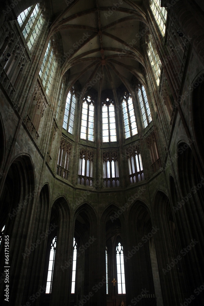 Indoor view of the abbey in the Mont Saint Michel - Normandy - France