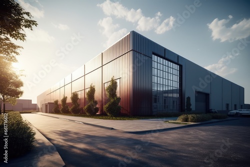 3D modern factory building design photo