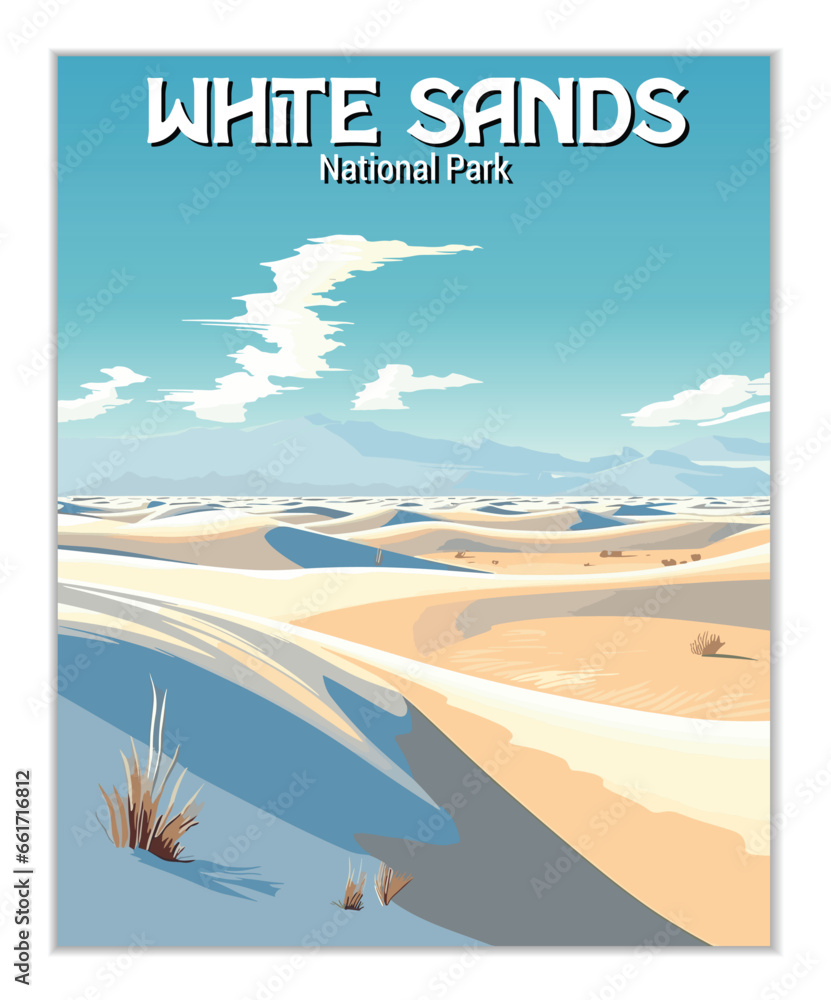 Vector Art of White Sands National Park. Template of Illustration Graphic Modern Poster for art prints or banner design