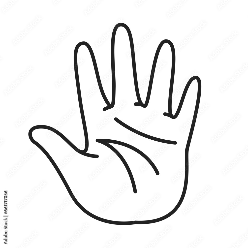 Human hand organ vector illustration, The five senses of touch, human palm of the hand in line art style Human hand organ vector illustration, The five senses of touch, human palm of the hand in line art style