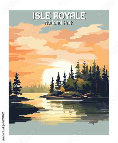 Vector Art of Isle Royale National Park. Template of Illustration Graphic Modern Poster for art prints or banner design
