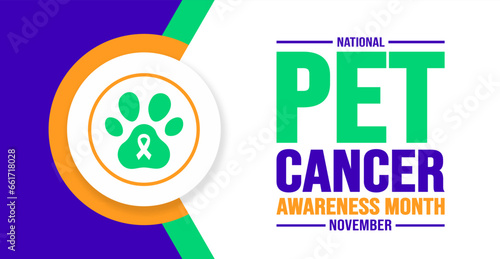 November is National Pet Cancer Awareness Month background template. Holiday concept. background, banner, placard, card, and poster design template with text inscription and standard color. vector