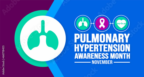 November is Pulmonary Hypertension Awareness Month background template. Holiday concept. background, banner, placard, card, and poster design template with text inscription and standard color. vector 