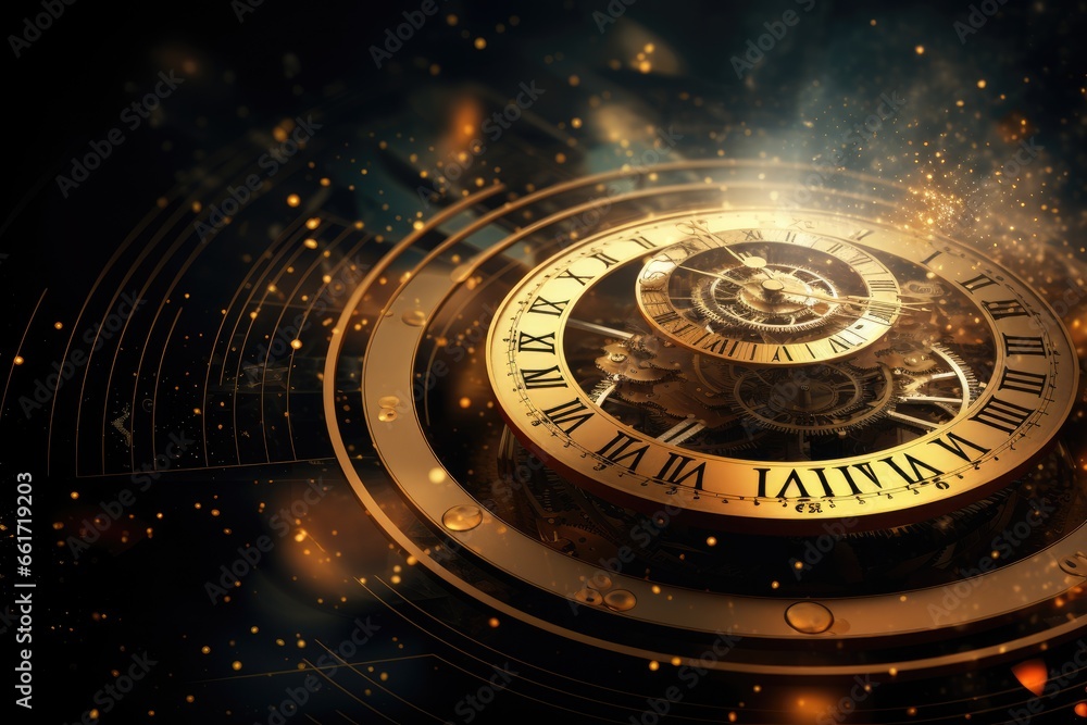 Abstract background with symbols of time and cyclicity Abstract background with symbols of time and cyclicity