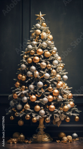 Opulent Festivity  Christmas Tree with Gilded Decor  Generative AI