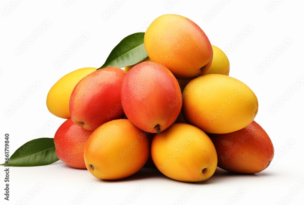 Bunch of mango fruit isolated on white background. AI Generated Images Bunch of mango fruit isolated on white background. AI Generated Images