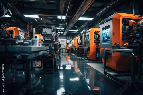 Processing machinery in a modern factory