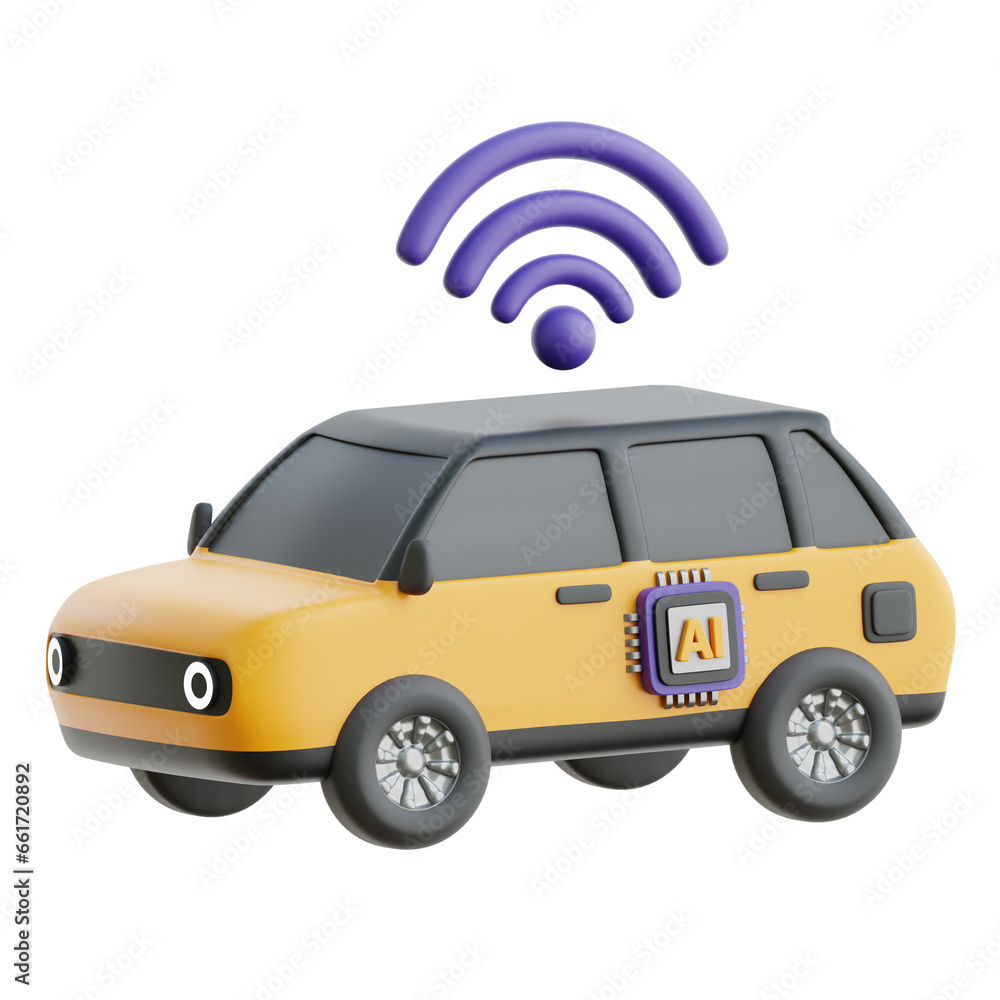 Autonomous Car 3D Icon Illustrations
