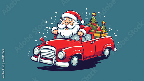 Santa claus driving a gift car © Cedar