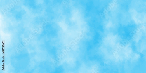 Defocused and blurry wet ink effect sky blue color watercolor background, blurred and grainy Blue powder explosion on white background, Fluffy, puffy, fresh and shiny clouds on a windy sky.  © Md sagor