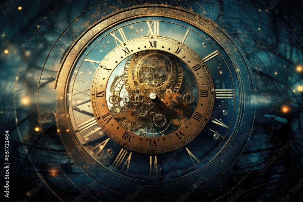 Fototapeta premium Abstract background with symbols of time and cyclicity