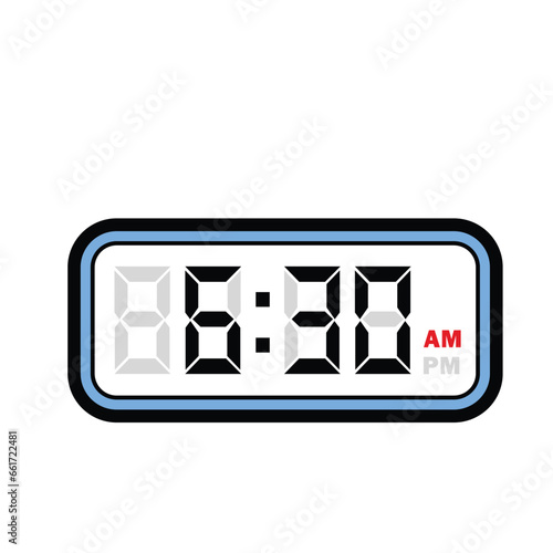Photos Single Digital Clock Time at 6:30 AM