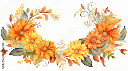 Watercolor autumn flower frame