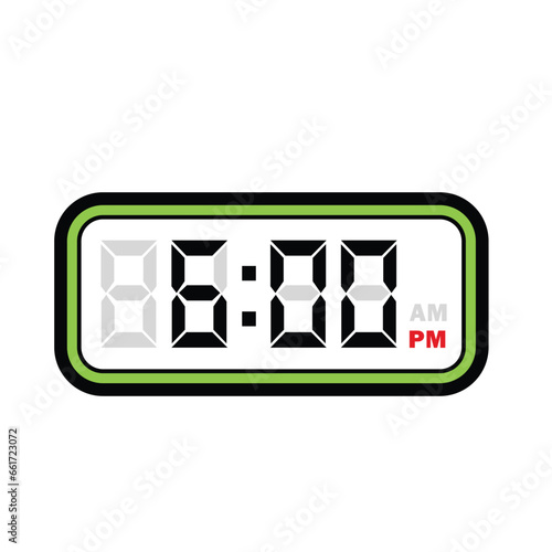 Single Digital Clock Time at 6:00 PM