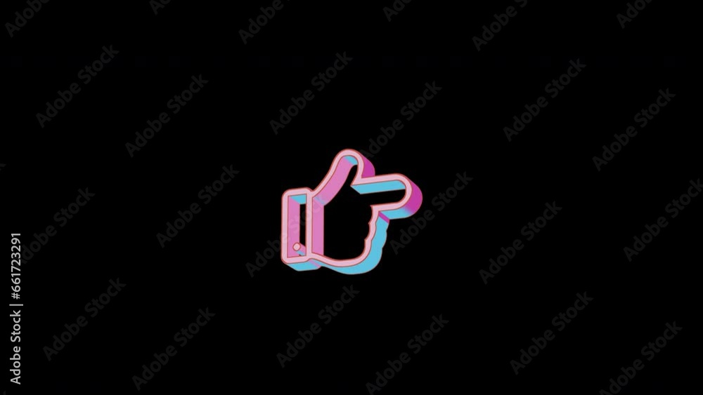Bright hand point right icon is jumping merrily. Retro style. Alpha channel black. Looped from frame 120 to 240, Alpha BW at the end Bright hand point right icon is jumping merrily. Retro style. Alpha channel black. Looped from frame 120 to 240, Alpha BW at the end