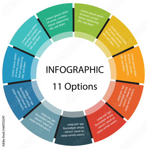 11 point infographic, infographic, eleven, circle, pie infographic