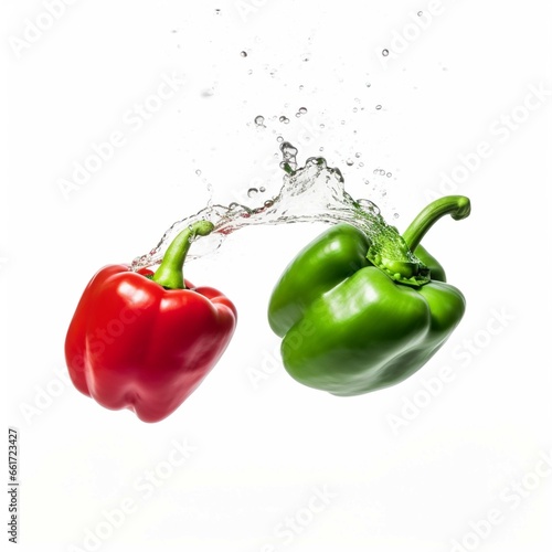 Red bell and green bell pepper. Ai generated. 