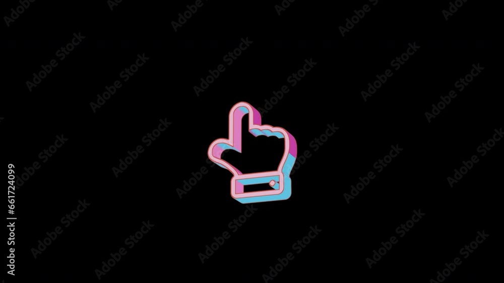 Bright hand point up icon is jumping merrily. Retro style. Alpha channel black. Looped from frame 120 to 240, Alpha BW at the end Bright hand point up icon is jumping merrily. Retro style. Alpha channel black. Looped from frame 120 to 240, Alpha BW at the end