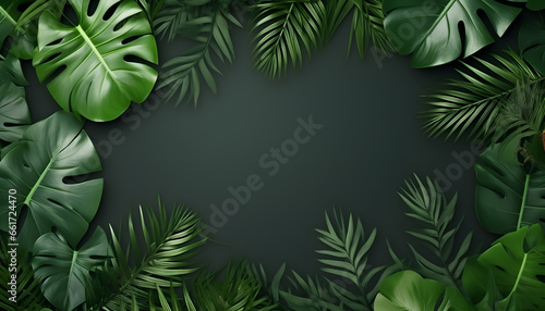 Green tropical leaves background and space for text