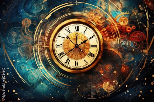 Abstract background with symbols of time and cyclicity photo