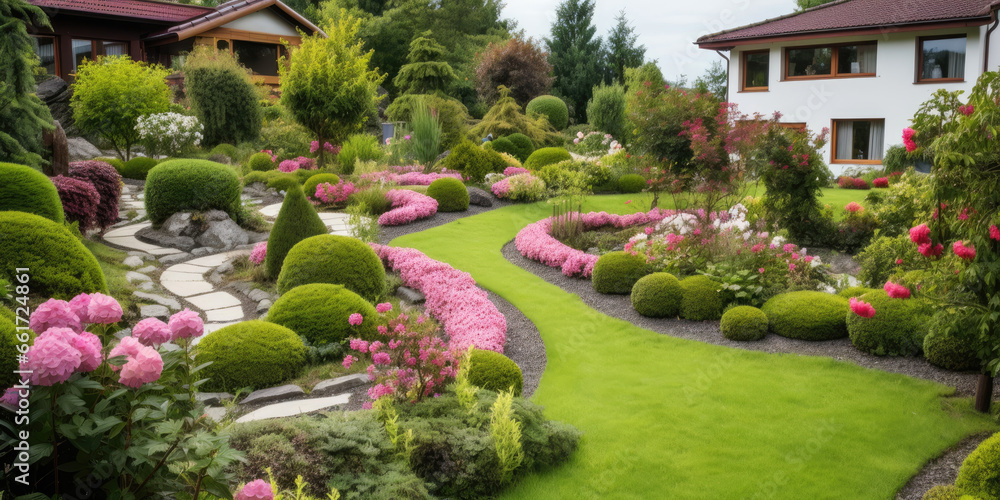 Beautiful garden maintained by a landscaper