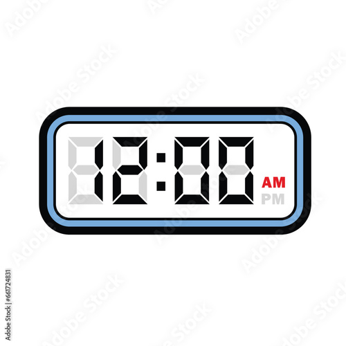 Single Digital Clock Time at 12:00 AM