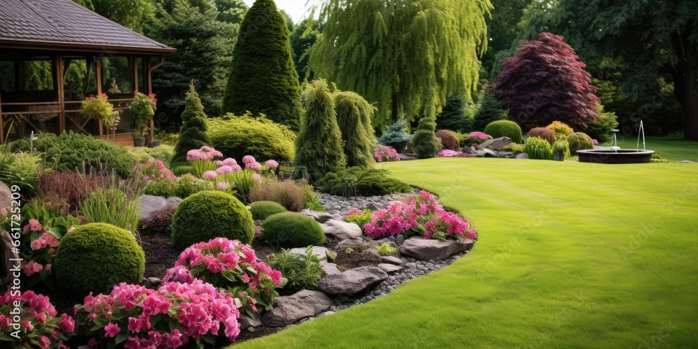 Obraz premium Beautiful garden maintained by a landscaper