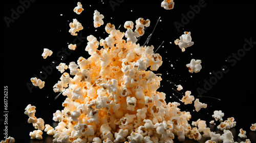 A pile of popcorn exploding into the air