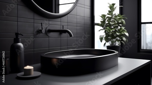 black sink in stylish bathroom interior © Sagar