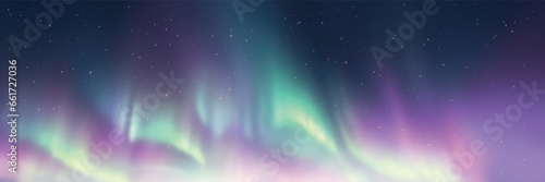 Polar lights, starry sky. Northern landscapes. Vector illustration.