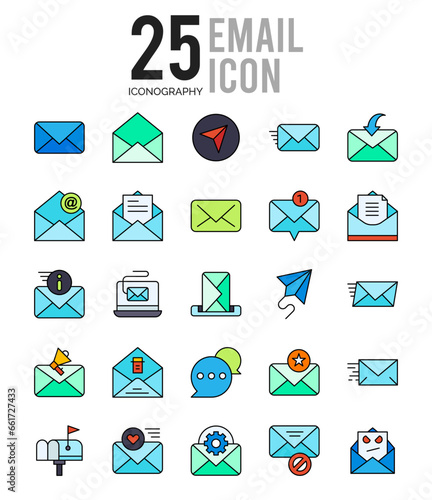 25 Email Lineal Color icon pack. vector illustration.