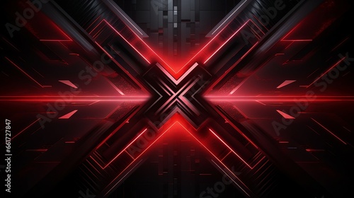 3D glowing red techno abstract background overlapping layers in dark space with 'X' effect decoration, presenting a modern graphic design element for a futuristic style concept