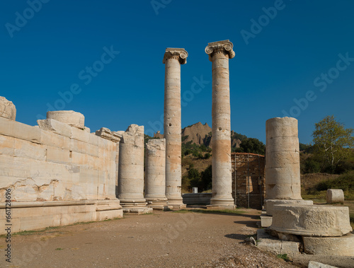 The Temple of Artemis. Sardes (Sardis) Ancient city. Manisa, Turkey. The most visited ancient buildings in Turkey. 
