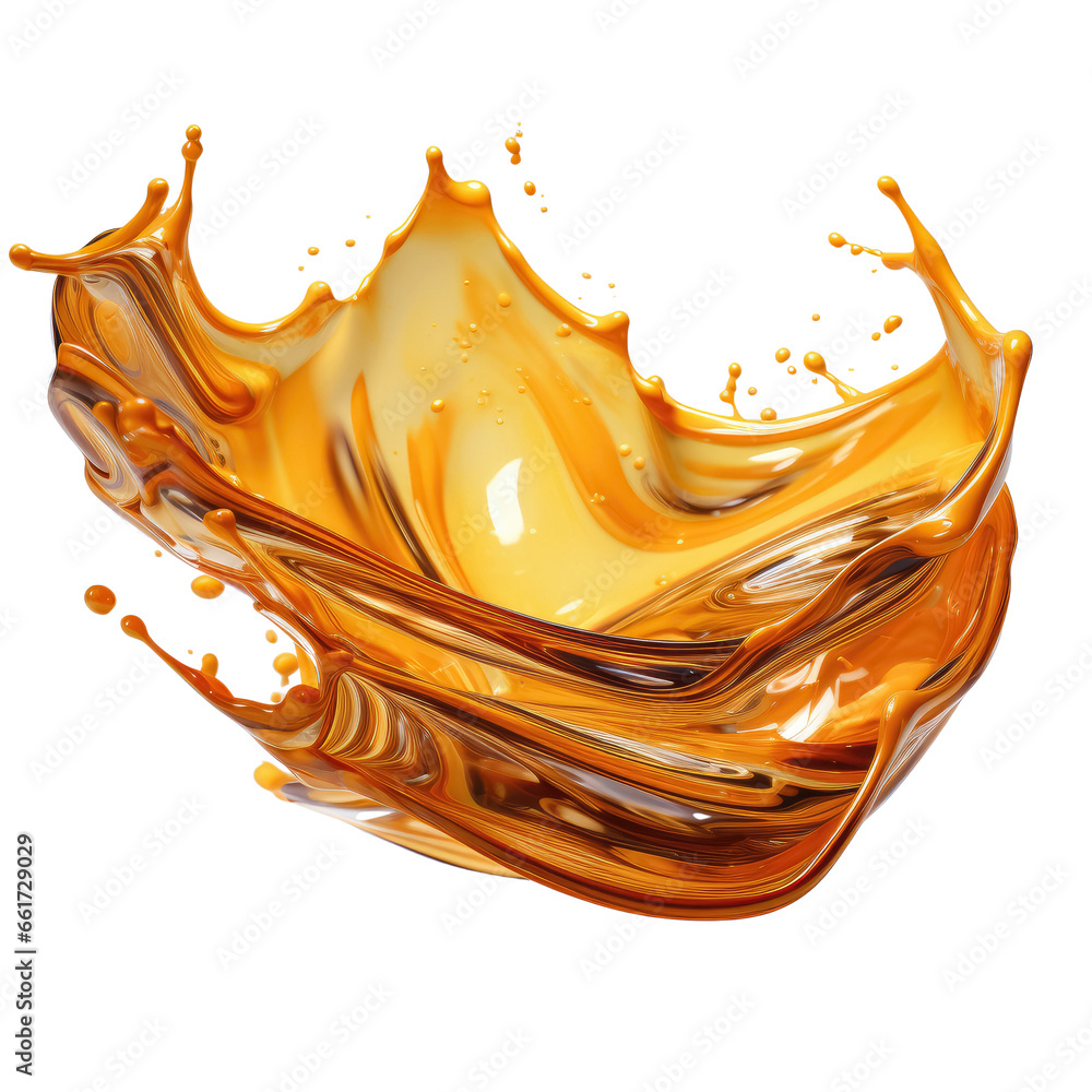 Olive oil or or engine oil splashing isolated on a transparent background - obrazy, fototapety, plakaty 