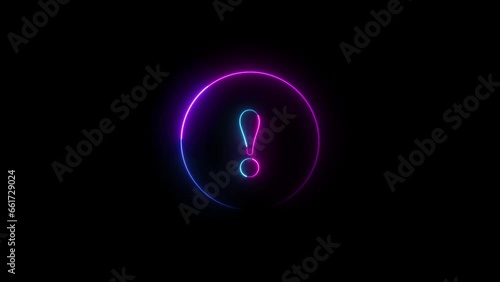 A circle leon line in site exclamatory sign animation on the black background 
