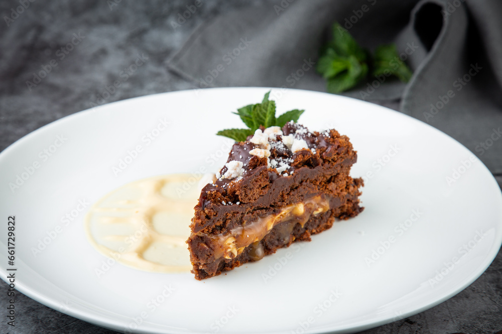 gluten-free chocolate cake with nut layer and berries gluten-free chocolate cake with nut layer and berries